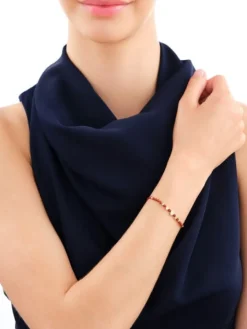 Bransoletka z diamentem, jaspisami i elementami żółtego złota - serca - próba 375