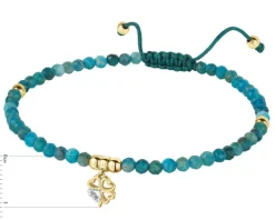 Bransoletka z diamentem, kwarcytami i elementami żółtego złota - koniczyna - próba 375