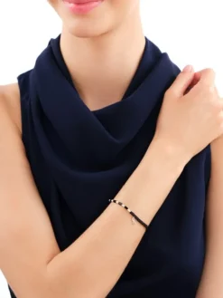 Bransoletka z diamentem, perłami, agatami i elementami żółtego złota - nieskończoność - próba 375