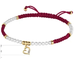 Bransoletka z diamentem, perłami i elementami żółtego złota - serce - próba 375