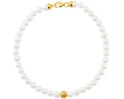 Bransoletka z elementami z żółtego złota - perły