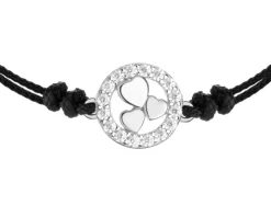 Bransoletka z elementami srebra i cyrkoniami - serca, koło