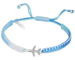 Bransoletka z elementami srebra i cyrkoniami z efektem Tie Dye - samolot