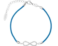 Bransoletka z elementami srebra i cyrkoniami - nieskończoność