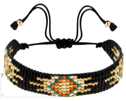 Bransoletka z elementami z żółtego złota i koralikami