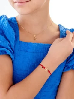 Bransoletka z elementami żółtego złota i diamentem - aniołek, serce - 0,004 ct - próba 375