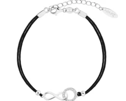 Bransoletka z elementami srebra i cyrkoniami - nieskończoność, koło