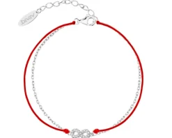 Bransoletka z elementami srebra i cyrkoniami - nieskończoność