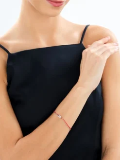 Bransoletka z elementami srebra i cyrkoniami - nieskończoność