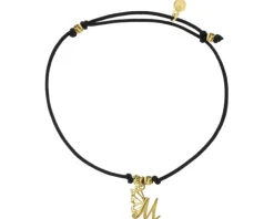 Bransoletka z elementami srebra - litera M, motyl