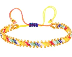 Bransoletka z elementami z żółtego złota i koralikami