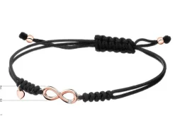 Bransoletka z elementami różowego złota i diamentem - nieskończoność, serce - 0,004 ct - próba 375