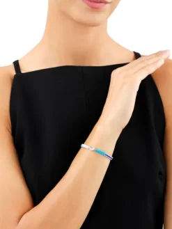 Bransoletka z elementami srebra i cyrkoniami z efektem Tie Dye - Księżyc