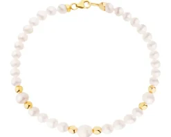 Bransoletka z elementami z żółtego złota - perły