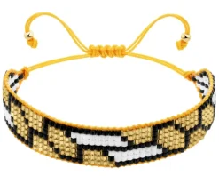 Bransoletka z elementami z żółtego złota i koralikami