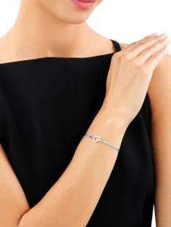 Bransoletka z elementami srebra i cyrkoniami z efektem Tie Dye - serce