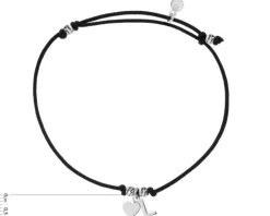 Bransoletka z elementami srebra - litera L, serce