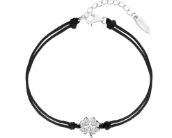 Bransoletka z elementami srebra i cyrkoniami - koniczyna