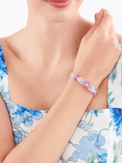 Bransoletka z elementami z żółtego złota i koralikami