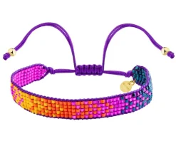 Bransoletka z elementami z mosiądzu pozłacanego i szklanymi koralikami