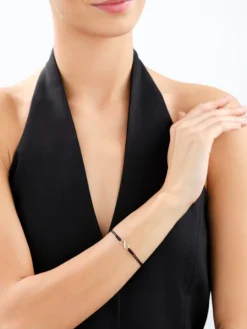 Bransoletka z elementami żółtego złota i diamentami - nieskończoność - 0,02 ct - próba 375