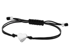 Bransoletka z elementami białego złota i brylantem - serce - 0,008 ct - próba 585