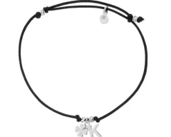 Bransoletka z elementami srebra - litera K, koniczyna