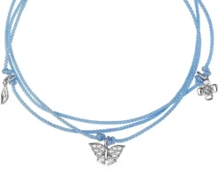 Bransoletka z elementami srebra i cyrkoniami - motyl, kwiat, liść