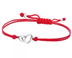 Bransoletka z elementami białego złota i diamentem - serca - 0,004 ct - próba 585