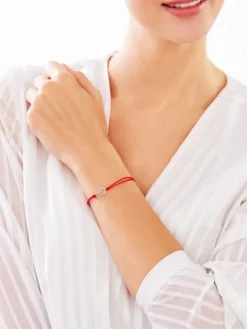 Bransoletka z elementami białego złota i diamentem - serca - 0,004 ct - próba 585