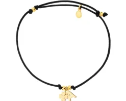 Bransoletka z elementami srebra - litera A, koniczyna