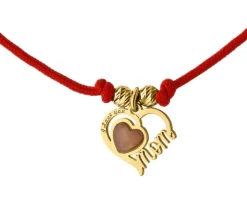 Bransoletka z elementami srebra i szlifowanym szkłem - serca, mama