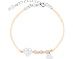 Bransoletka z elementami srebra i szlifowanym szkłem - serca