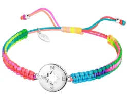Bransoletka z elementami srebra z efektem Tie Dye - kompas