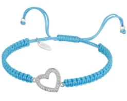 Bransoletka z elementami srebra i cyrkoniami - serce