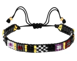 Bransoletka z elementami z żółtego złota i koralikami