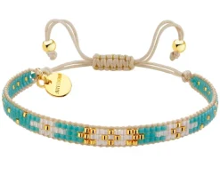 Bransoletka z elementami z mosiądzu pozłacanego i szklanymi koralikami