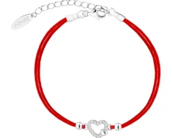 Bransoletka z elementami srebra i cyrkoniami - serca