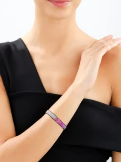 Bransoletka z elementami z mosiądzu pozłacanego i szklanymi koralikami