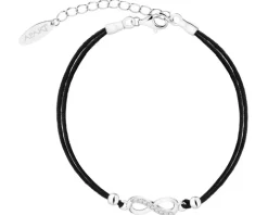 Bransoletka z elementami srebra i cyrkoniami - nieskończoność