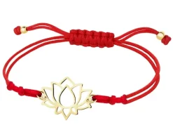 Bransoletka z elementami z żółtego złota - kwiat lotosu