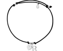 Bransoletka z elementami srebra - litera P, serce
