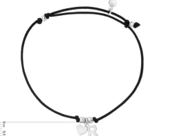 Bransoletka z elementami srebra - litera P, serce