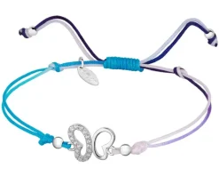 Bransoletka z elementami srebra i cyrkoniami z efektem Tie Dye - motyl