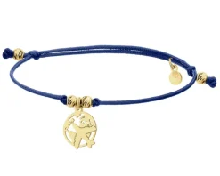 Bransoletka z elementami srebra - samolot, kula ziemska