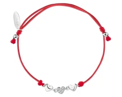 Bransoletka z elementami srebra i cyrkoniami - EKG serca, serce