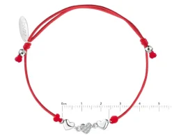 Bransoletka z elementami srebra i cyrkoniami - EKG serca, serce