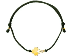 Bransoletka z elementami z żółtego złota i cyrkoniami - koniczyna