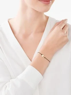 Bransoletka z elementami z żółtego złota i cyrkoniami - koniczyna