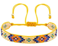 Bransoletka z elementami z żółtego złota i koralikami